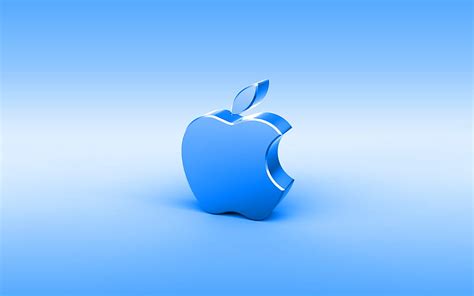 Apple Blue 3d Logo Minimal Blue Background Apple Logo Creative