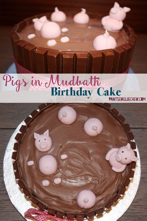 Pig Cake With Pigs In A Mud Bath Paintsewgluechew Pig Birthday
