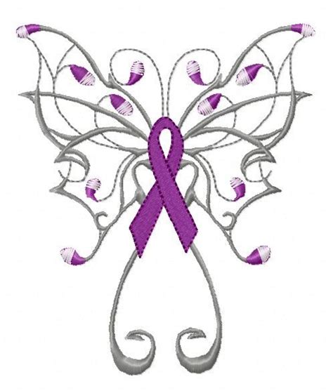 Lupus Awareness Butterfly Pink Ribbon Embroidery Cancer Ribbon