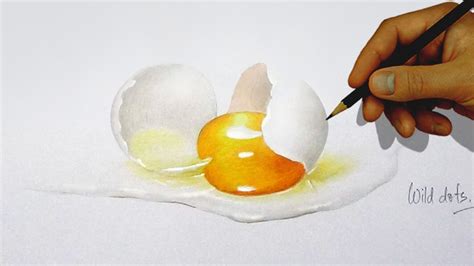 Drawing A Broken Egg With Simple Colored Pencils Youtube