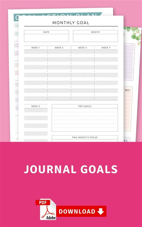 Goal Action Plan Printable Template Goal Setting Planner Etsy
