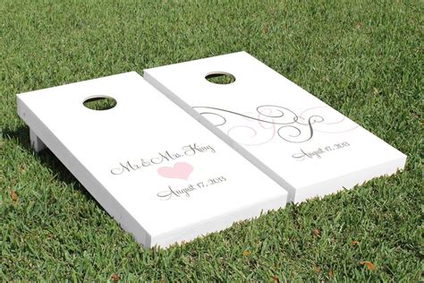 Our Monogram Heart Wedding Cornhole Game Set Get Your Custom Set At