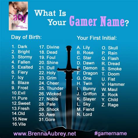 At Any Price Gamer Names Gamer Name Generator What Is Your Name