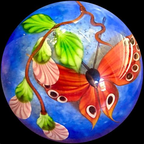Mayauel Ward Butterfly Paperweight Studio Art Glass Art