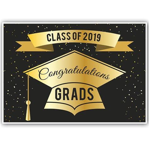 Golden Academic Hat Class Of 2019 Graduation Banner Backdrop By Pblast