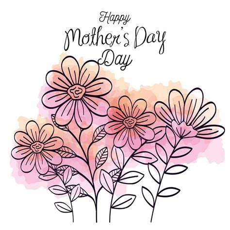 Happy Mother Day Card With Flowers Decoration 2543095 Vector Art At