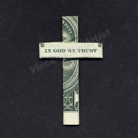 Dollar Bill Origami Cross In God We Trust Dollar Bill Origami