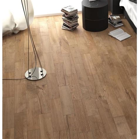 Style Selections Woods Natural 6 In X 24 In Glazed Porcelain Wood Look