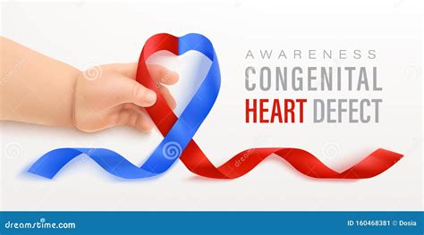 Congenital Heart Defect Awareness Horizontal Banner With Red And Blue