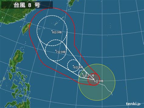 台風 第8号 から変わった 低気圧 8月27日15時現在中国東北区北緯42.0゜東経125.0゜ 北 45 km/h 台風8号進路図 - おきのえらぶ島 なんでも情報