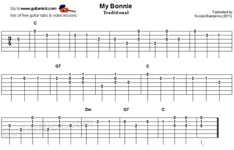 Our selection of the most easiest songs to play on a guitar for beginners. MY BONNIE Easy Guitar Tab: GuitarNick.com