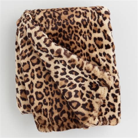 Leopard Print Faux Fur Throw Blanket by World Market | Faux fur throw