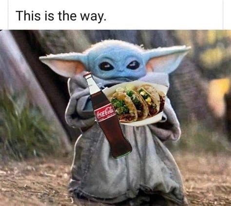Check out these 50 hilarious baby yoda memes and share them with your friends on social media. Baby Yoda, tacos and a coke | Yoda funny, Yoda meme, Yoda ...