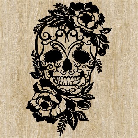 Skull With Wild Flower SVG Flower Skull SVG Skull With | Etsy