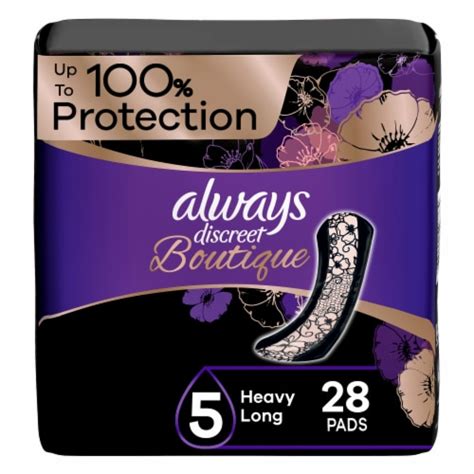 Always Discreet Boutique Heavy Long Size 5 Incontinence Pads 28 Ct
