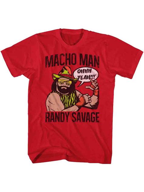 Macho Man Randy Savage WCW Pro Wrestler Oooh Yeah Red Adult T Shirt Tee