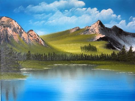 My 2nd Bob Ross Painting Mountain Ridge Lake Still Happier With My