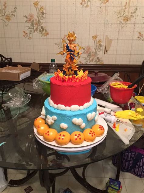 Tutorial goku dragon ball z in pasta di zucchero per torte decorate cake topper sugar paste. Dragon ball z cake, made for my brothers b-day | Dragonball z cake, Dragon cakes, Cupcake cakes