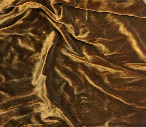 Hand Painted Silk Velvet Fabric Antique Gold On Amber Fat 14