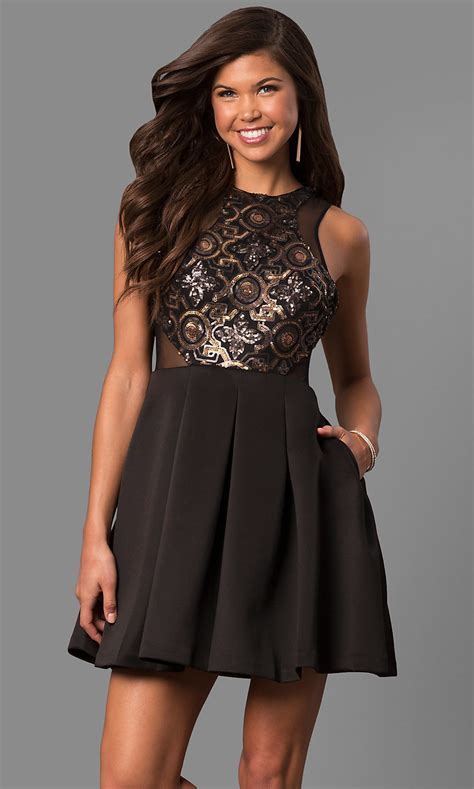 Black Open Back Short Prom Dress Promgirl