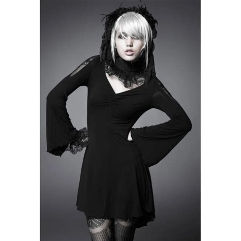 New Punk Rave Kera Sexy Goth Dress Shirt Top Black Laceandcotton Long Sleeve Free Size Pq022 In