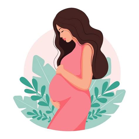 Premium Vector A Modern Illustration About Pregnancy And Motherhood Beautiful Young Woman