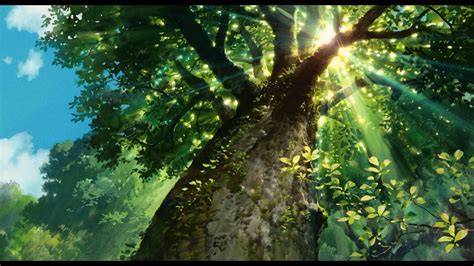 Wallpaper Sunlight Trees Landscape Anime Nature Branch Green