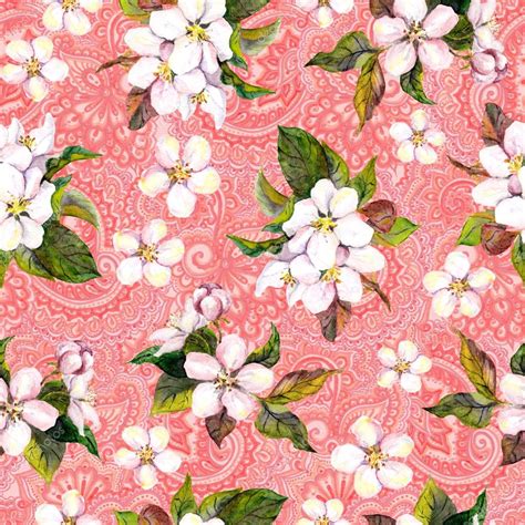 Western floral patterns desigen style information or anything related. Blossom sakura flowers apple, cherry on eastern asian pink ...