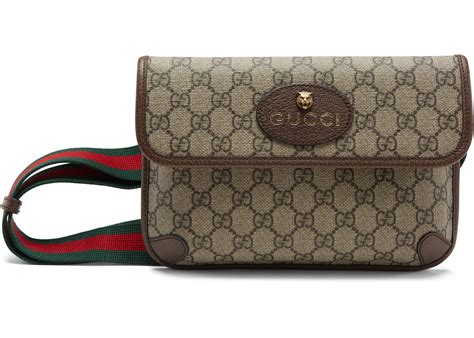 Gucci Neo Vintage Belt Bag Gg Supreme Beigeebony In Coated Canvas With