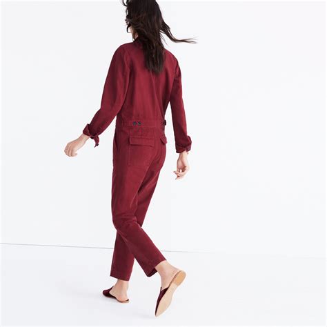 Madewell Cotton Coverall Jumpsuit In Dusty Burgundy Red Lyst