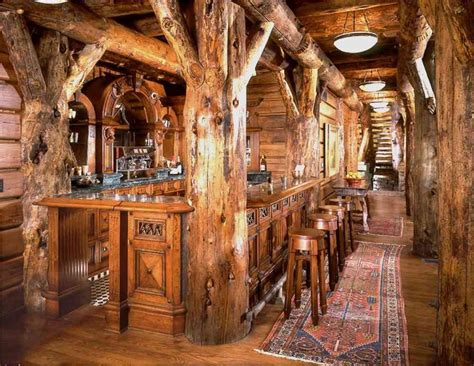 Incredibly Rustic Bar Area In Log Home Gameroom Montanaidaho Log