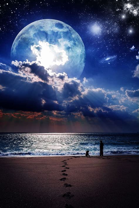 Ocean Moon Awesome Full Moon Over Ocean Full Hd Phone Wallpaper Pxfuel