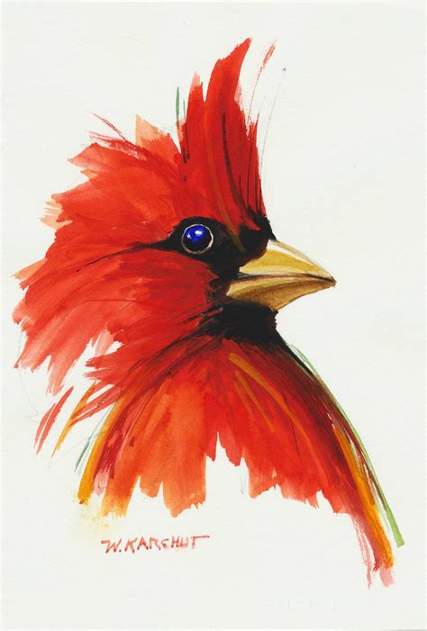 Red Cardinal Painting Bird Drawings Watercolor Bird Birds Painting