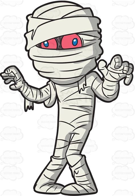 A Mummy Trying To Scare People Halloween Drawings Halloween Cartoons