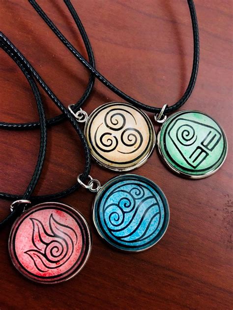 4 Nations Avatar The Last Airbender Necklace Water Bender Fire Nation