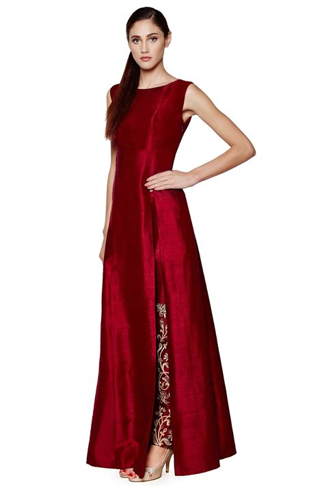 Buy Indian Beauty Maroon Raw Silk Unstitched Dress Material Online