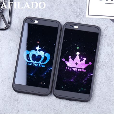 Fashion King Queen Mirror Soft Tpu Coque Case For Iphone 7 Luxury Crown