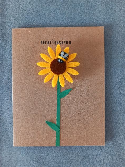 Felt Sunflower Plus Bee Magnet Folksy