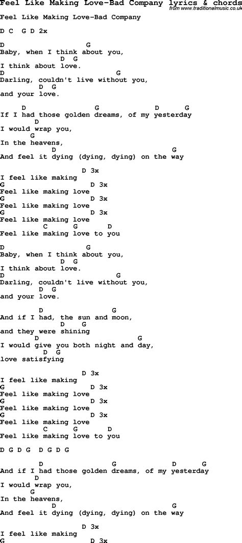 Love Song Lyrics Forfeel Like Making Love Bad Company With Chords