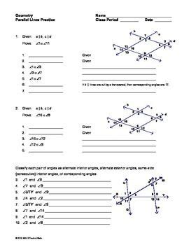 This section includes the corresponding angles postulate, alternate interior. Parallel Lines with Transversals Worksheet | Teaching geometry, Teaching math, Teaching