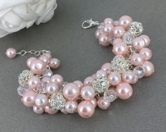 Blush Pearl Bracelet Pearl Cluster Jewelry Blush Bridesmaid