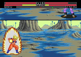 Em dragon ball z, goku cresce, tem filhos e descobre que é um sayajin, uma raça guerreira que conquistava planetas. MegaDrive Dragon Ball Z: l'appel du destin