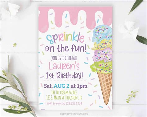 Ice Cream Invitation Birthday Invitation Instant Download Etsy España