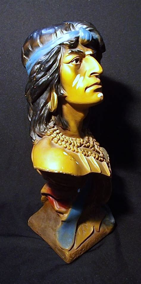 Large Vintage Plaster Bust Of An American Indian Warrior From Molotov On Ruby Lane