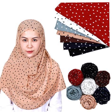 Polka Dot Bubble Chiffon Hijab Scarf Printe Shawls Muslim Scarves Wraps Headband Scarves 10pcs