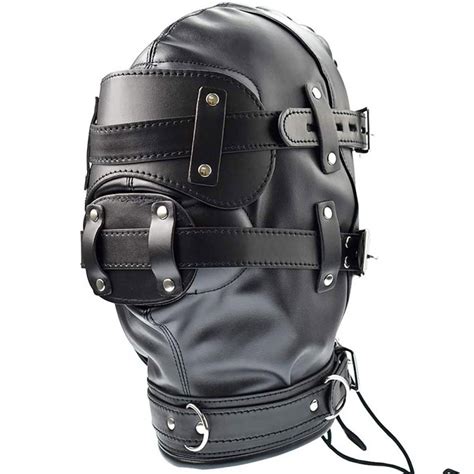 Wholesale Leather Bondage Gimp Mask Hood Full Face Blindfold Mask Hood
