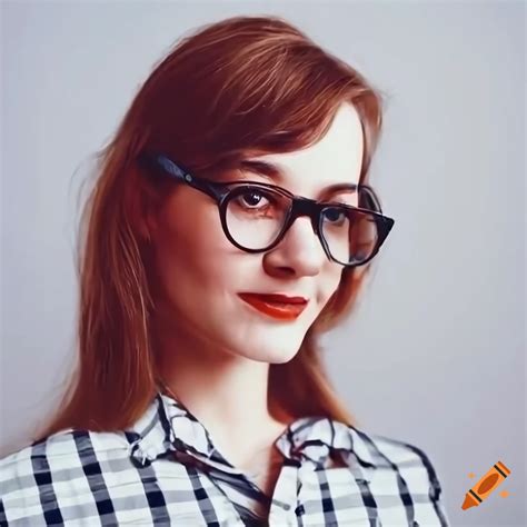 Retro Style Portrait Of A Smiling Woman With Glasses