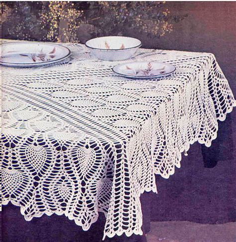 Vintage Crochet Pattern Heirloom Lace Pineapple Tablecloth 50 X 64 In