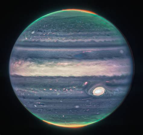 Jupiter Showcases Auroras Hazes Nircam Closeup Esawebb