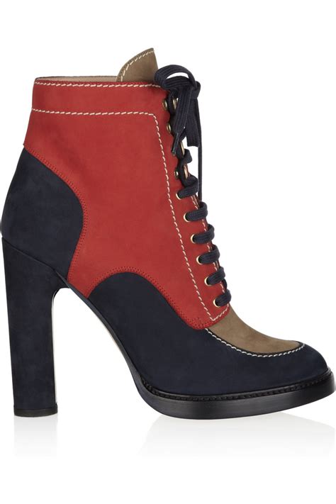 Bally Color Block Suede Ankle Boots In Red Blue Lyst